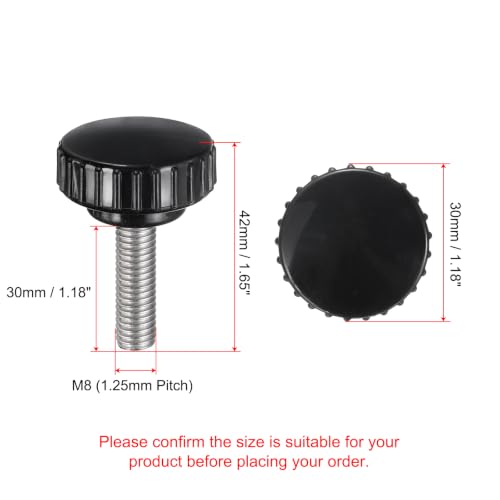 uxcell 2pcs Knurled Clamping Knobs M8 x 30mm Metric 304 Stainless Steel Male Thread Thumb Screw on Type 30mm Plastic Round Head Threaded Hand Bolt Stud Knobs Black - size: M8 x 30mm x 30mm