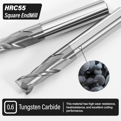 3PCS 5/16" Micrograin Carbide Square End Mill Set 2 Flute HRC 55 - size: 5/16 in