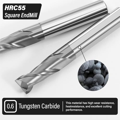3PCS 1/8" Micrograin Carbide Square End Mill Set 2 Flute HRC 55 - size: 1/8 in