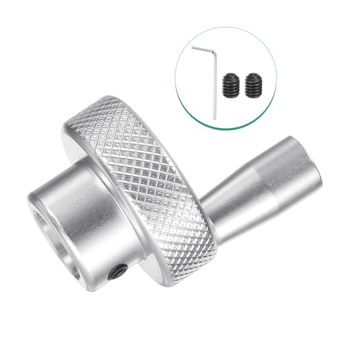 HARFINGTON Aluminum Alloy Handwheel 30mm OD 10mm Bore Lathe Hand Wheel with Rotate Handle Aluminum Milling Machine Handle with Wrench and 2pcs Screws for Milling Machine Lathe, Silver Tone - size: 30mm x 10mm