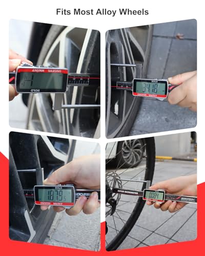 Brake Rotor Gauge, Rechargeable Digital Caliper 3.25-Inch ±0.03mm Accuracy, Stainless Steel Body, Large LCD Display with Hold, mm/inch/F Units, IP54, Measures Discs Without Removing Wheels - size: 3.25"-USB‑C