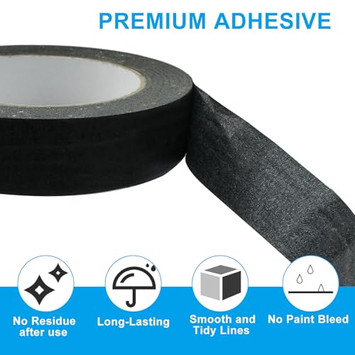 Black Masking Tape, 1" x 55 Yards, 2 Rolls - color: Black