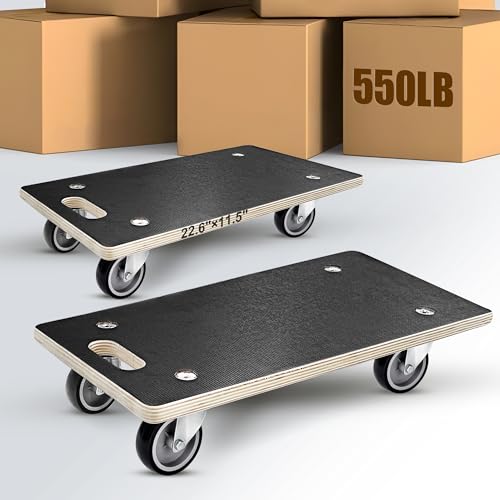 1100LB Heavy Duty Moving Dolly Cart - 2-Pack with 3" TPR Wheels - Rectangle - size: Rectangle(2 Pack)
