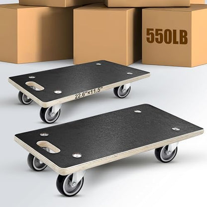 1100LB Heavy Duty Moving Dolly Cart - 2-Pack with 3" TPR Wheels - Rectangle - size: Rectangle(2 Pack)