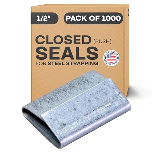 IDL Packaging Closed (Push Type) Seals for 1/2" Strap Width Steel Strapping (Pack of 1000) - Superior Holding Power - Sturdy Metal Clips for Reliable Securing of Packaging Banding - color: Closed (Push), size: 1/2"