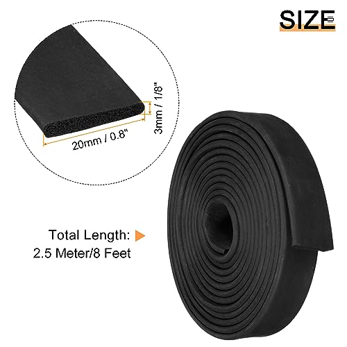 uxcell EPDM Rubber Foam Sheet Strip 1/8" T x 0.8" W x 8' L Rubber Sheet Rolls Weather Strip for DIY Gasket, Crafts, Insulation - size: 1/8" T x 0.8" W x 8' L