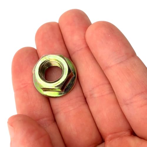 7/16"-14 Grade 8 Flange Nuts (20 Pack) – Heavy Duty Yellow Zinc Coarse Thread Fasteners with Built-in Washer Base, SAE J995 High Strength Steel - size: Flange Nut – 20 Pack