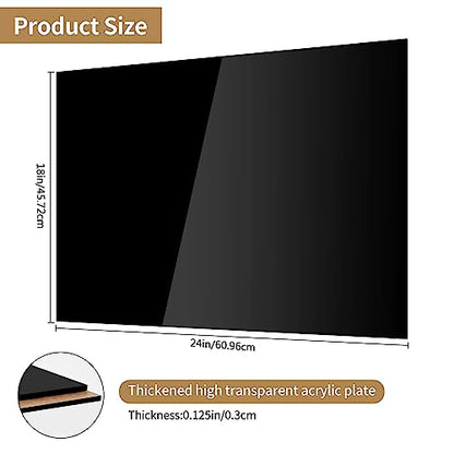 Lesnlok 18 x 24 Black Acrylic Sheet 2 Pieces Black Plexiglass Sheet 1/8 inch Thick 3mm, DIY Materials for Home Decor, Handcraft, Painting, Photography,Switch Panel, Display Stand - size: 18 x 24 x 1/8