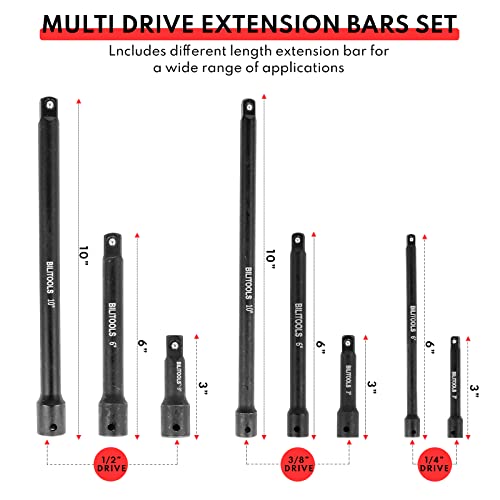 BILITOOLS 18Pcs Impact Socket Extension Set, Socket Adapter & U-Joint Kit - style: Drive Tool Accessory Set