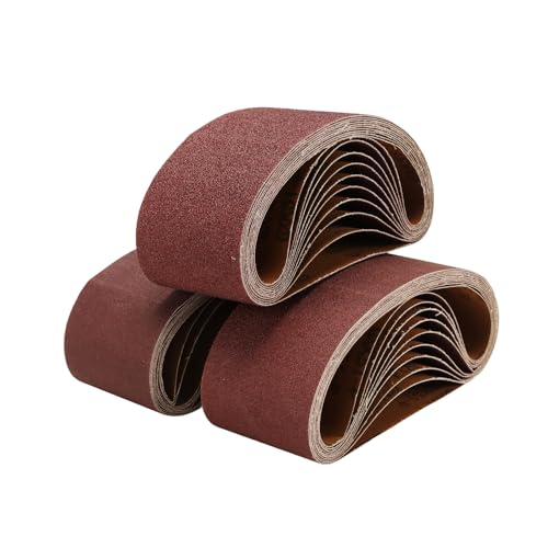 HAKZEON 30 Pack 3 x 18 Inch Sanding Belts, 10 Each of 80/120/150 Grits