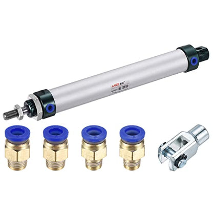 MECCANIXITY Pneumatic Air Cylinder Double Action MAL25X150 25mm Bore 150mm Stroke with Y Connector and 4Pcs Quick Fitting Set - size: 25X150 mm