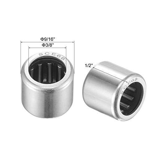 uxcell SCE68 Needle Roller Bearings 3/8-inch Bore 9/16-inch OD 1/2-inch Width Chrome Steel Open End 5pcs - size: 3/8x9/16x1/2"