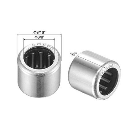 uxcell SCE68 Needle Roller Bearings 3/8-inch Bore 9/16-inch OD 1/2-inch Width Chrome Steel Open End 5pcs - size: 3/8x9/16x1/2"