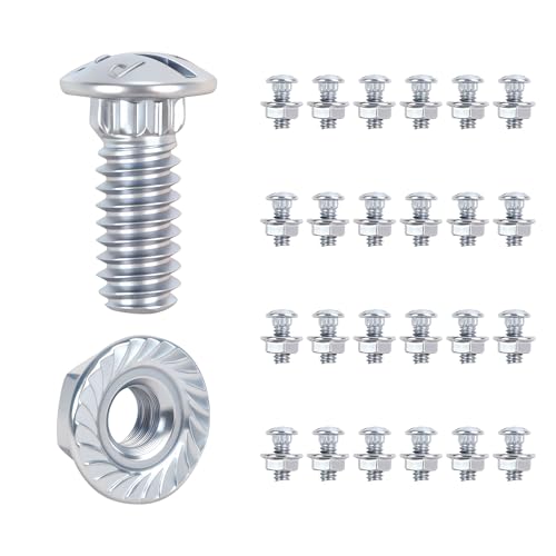 Garage Door Track Bolts & Flange Nuts, 1/4" x 5/8", Grade 8.8 Heat Treated Steel, Zinc Plated Flat Head Carriage Bolt for Vertical/Curved Rails & Extension Ladders (25 PCS) - color: Silvery, size: Track Bolts 25 pcs