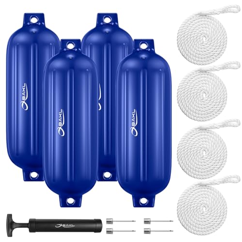 4 Pack 8.5 x 27 Inches Boat Fenders Bumpers for Docking - color: Royal Blue