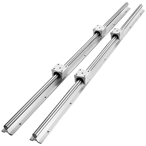 VEVOR Linear Rail Slide SBR20-1200mm 2 PCS and 4 PCS SBR20UU Slide Blocks Linear Guide Rail and Bearings Kit for Automated Machines DIY Project CNC Router Machines - size: SBR 20-1200mm
