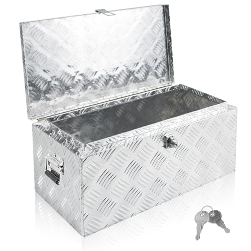 32x12x14 Inch Heavy Duty Pickup Storage Box Diamond Plate Portable Toolboxes Aluminum Underbody Truck Tool Box with Buckle Lock and Keys Suitable for Truck Bed Pickup RV Trailer - size: 32" L x12" W x14" H
