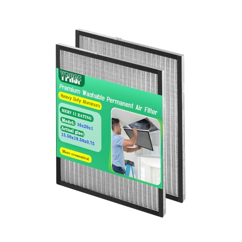16x20x1 Air Filter MERV-11 | Washable Reusable Furnace Filter| 2-Pack - size: 16''x20''x1''