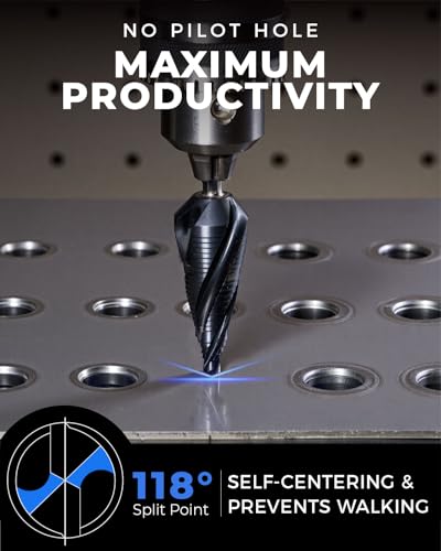 toolant M35 Cobalt Step Drill Bit, 3/16"-1-3/8", TiAlN, 3/8" Shank - size: 3/16" - 1-3/8"