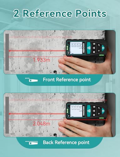 Laser Measure,RockSeed Digital Laser Distance Meter with 2 Bubble Levels,Portable M/in/Ft Unit Switching Backlit LCD and Measuring Distance/Area/Volume/Pythagorean - color: Deep Blue