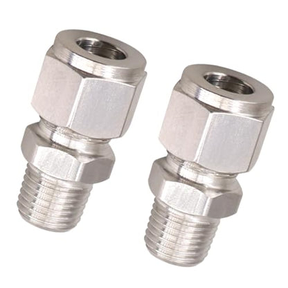 1/4 Compression Fitting, Stainless Steel 304 Tube Fittings,2 Pcs - size: NPT 1/4-3/8" O.D. 2 pcs