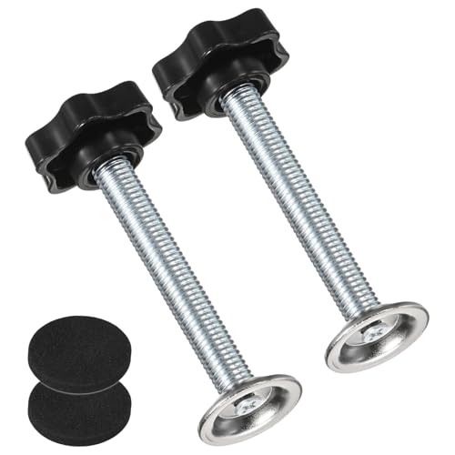 M METERXITY 2-Pack Star Handle Hand Screws, M10x70mm Carbon Steel Thread Star Clamping Knobs with Screws, Pressure Plate and Rubber Pad for Woodworking/Mechanical Equipment [Black] - size: M10 x 70mm