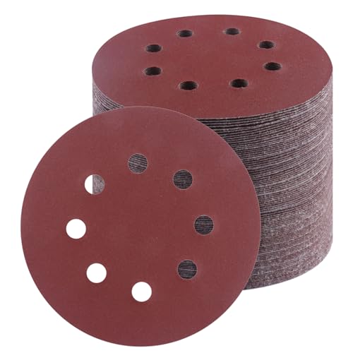 100 PCS 5 Inch Sanding Discs 240Grit, Round Hook and Loop Sandpaper for Random Orbital Sander - size: 240 Grit