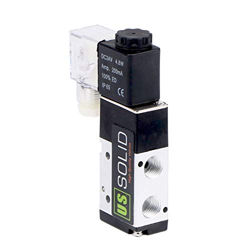 U.S. Solid 1/4 inch NPT 3-Way 2-Position Pneumatic Solenoid Valve DC 24V Aluminum Alloy Normally Closed Pilot Operated
