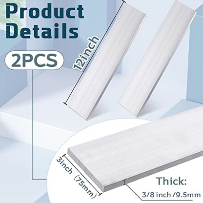 2 Pcs 3/8"(10mm) x 3"(75mm) Aluminum Flat Bar 12" Long Aluminum Plate - size: 3/8" x 3"