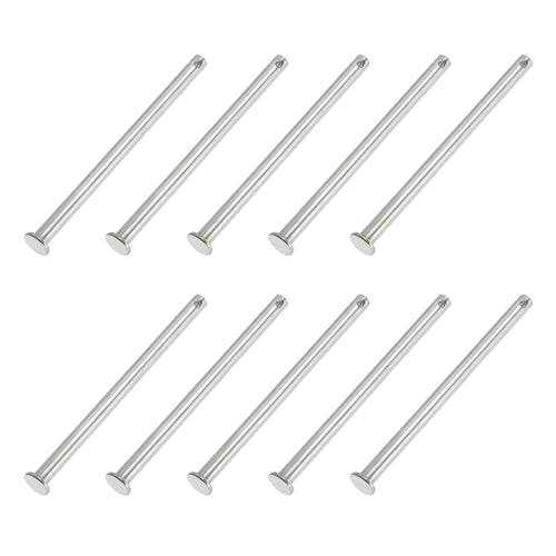 PATIKIL 6 x 100 mm Single Hole Clevis Pins, 10 Pcs 304 Stainless Steel Flat Head Pin for Hitch Pin Lock Link Hinge Systems, Silver - size: 6 x 100 x 96 mm