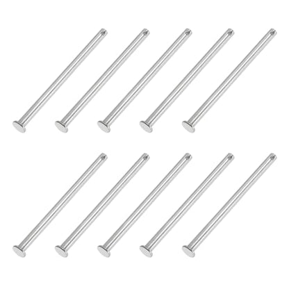 PATIKIL 6 x 100 mm Single Hole Clevis Pins, 10 Pcs 304 Stainless Steel Flat Head Pin for Hitch Pin Lock Link Hinge Systems, Silver - size: 6 x 100 x 96 mm