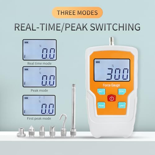 Digital Force Gauge Push and Pull Meter Dynamometer Tension Pressure Tester Thrust Meter Compression Load Plug Force Destructive Tests 300N/30kg/65lbf/1080Oz - size: 65LB 300N