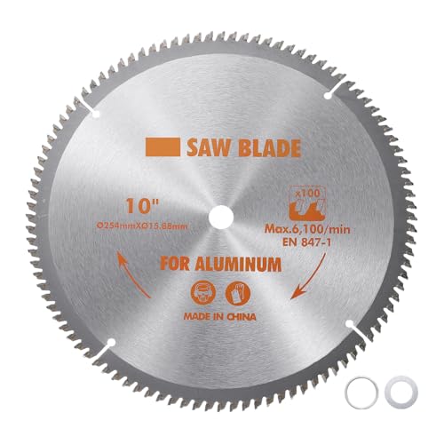 Circular Saw Blade - [10-inch x 100 Teeth x 5/8-inch Arbor] Circular Cutting Blade with 5/8" to 3/8" Washer Adapter for Woodworking Plastic Use, 0.102-inch Kerf - size: 10-inch x 100T