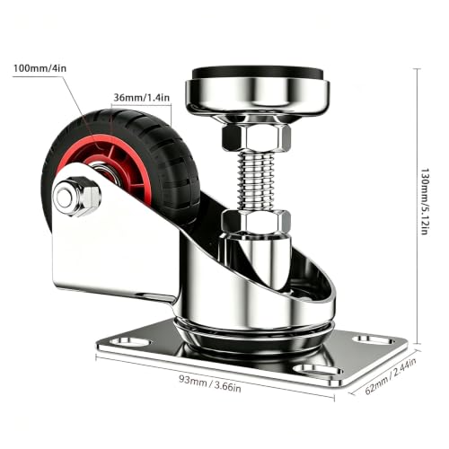 4" Leveling Plate Caster Wheels,Set of 4 Heavy Duty,1800Lbs Capacity - size: 4IN