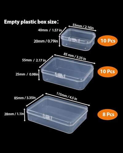 LJY 28 Plastic Boxes, 3 Sizes for Beads - color: Clear