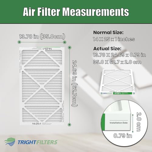TRIGHTFILTERS 14x25x1 Air Filter 4 Pack, MERV 8 Filter Replacement - size: 14x25x1-4pack