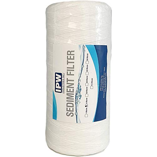 IPW Industries Inc. 4-Pack 5 Micron Whole House Sediment Water Filter - 10" x 4.5" String Wound Water Filter - Fits Most 10" Water Cartridge Housings - size: 4-Pack