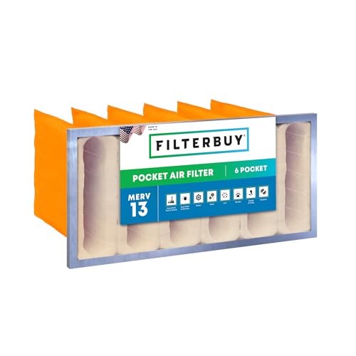 Filterbuy 12x24x12 6-Pocket Air Filter MERV 13 Particle Defense (1-Pack) - size: 12x24x12