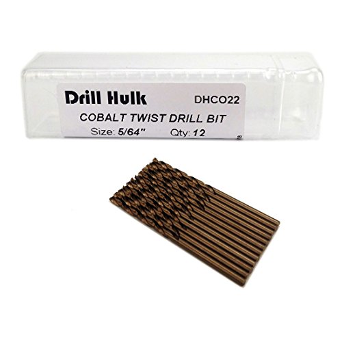 5/64-Inch Cobalt Steel M35 Jobber Length Twist Drill Bits, Pack of 12 - size: 5/64 in
