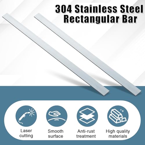 Yaocom 2 Pcs 304 Stainless Steel Flat Bar, 36" L,1-1/2" W,1/8" T - size: 36" L,1-1/2" W,1/8" T