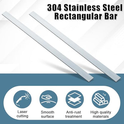 Yaocom 2 Pcs 304 Stainless Steel Flat Bar, 36" L,1-1/2" W,1/8" T - size: 36" L,1-1/2" W,1/8" T