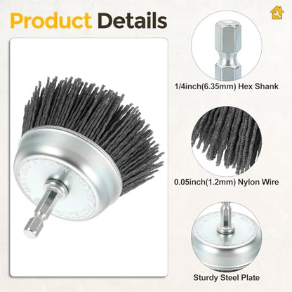9pcs 1-3in Wire Wheels Cup Brush for Drill, 1/4in Shank, Nylon - size: 1-3in