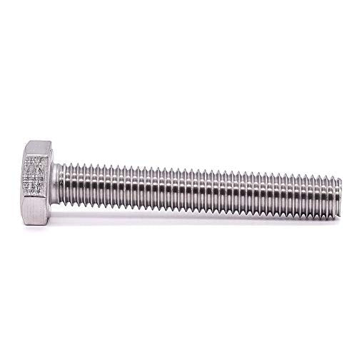M8-1.25 x 50mm Stainless Steel Hex Bolts, 304 Stainless Steel 18-8, Hex Drive, Full Thread, Coarse Thread UNC, Plain Finish, 10 PCS - size: M8-1.25 x 50mm