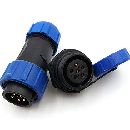SP21 2Pin-12Pin Panel Mount Waterproof Connector Cable Glands Cap IP67,Bulkhead Connector Plug and Socket (6Pin) - size: 6Pin