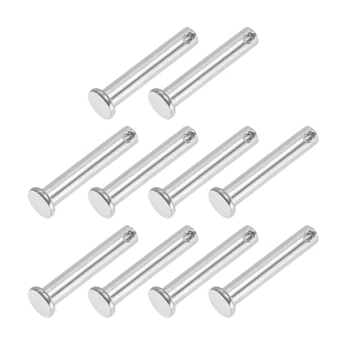 PATIKIL 8 x 45 mm Single Hole Clevis Pins, 10 Pcs 304 Stainless Steel Flat Head Pin for Hitch Pin Lock Link Hinge Systems, Silver - size: 8 x 45 x 39.3 mm