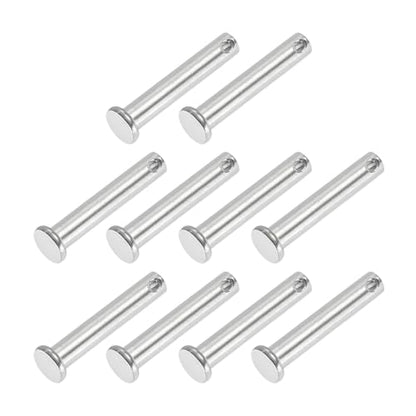PATIKIL 8 x 45 mm Single Hole Clevis Pins, 10 Pcs 304 Stainless Steel Flat Head Pin for Hitch Pin Lock Link Hinge Systems, Silver - size: 8 x 45 x 39.3 mm