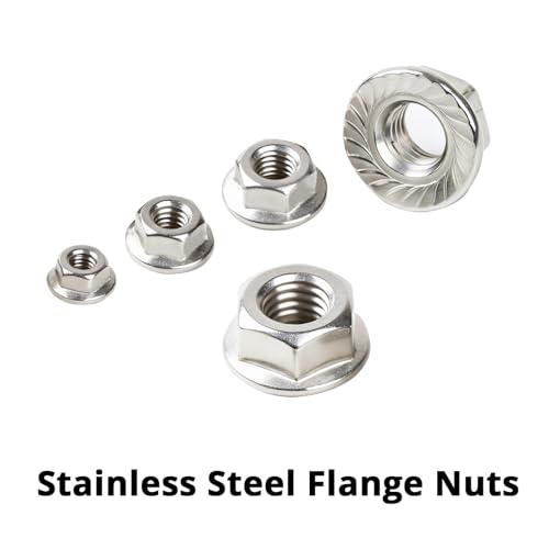 M5-0.8mm (50 Pcs) Serrated Hex Flange Lock Nuts, 304 Stainless Steel Bright Finish Full Thread Hex Drive - size: M5(50PCS)