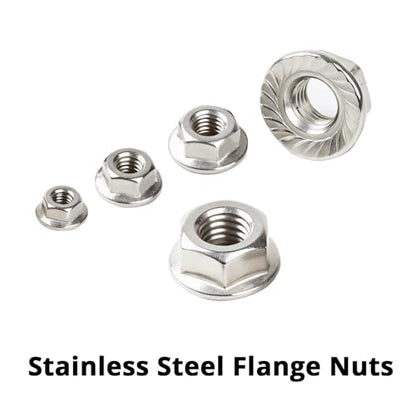 M6-1.0mm (30 Pcs) Serrated Hex Flange Lock Nuts, 304 Stainless Steel Bright Finish Full Thread Hex Drive - size: M6(30PCS)