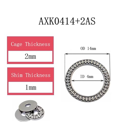 2PCS AXK0414 Thrust Needle Roller Bearings with Washers - size: 0414(4*14)