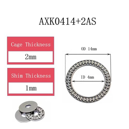 2PCS AXK0414 Thrust Needle Roller Bearings with Washers - size: 0414(4*14)